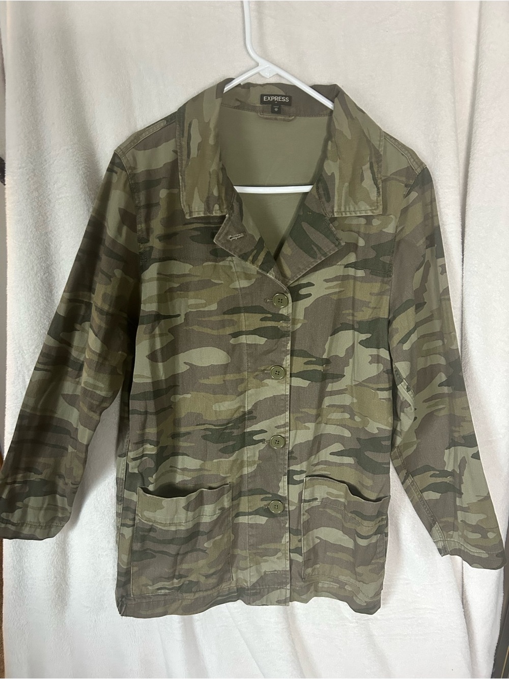Express Olive Camo Utility Jacket